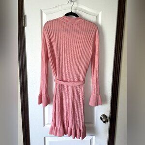 SHEIN Curve | Simplee Mock Neck Ruffle Hem Sweater Dress | Pink | 1XL | NWOT